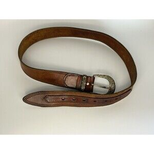 CalKini Brown 100% Leather Men’s Western Belt Size 34 w/buckle
